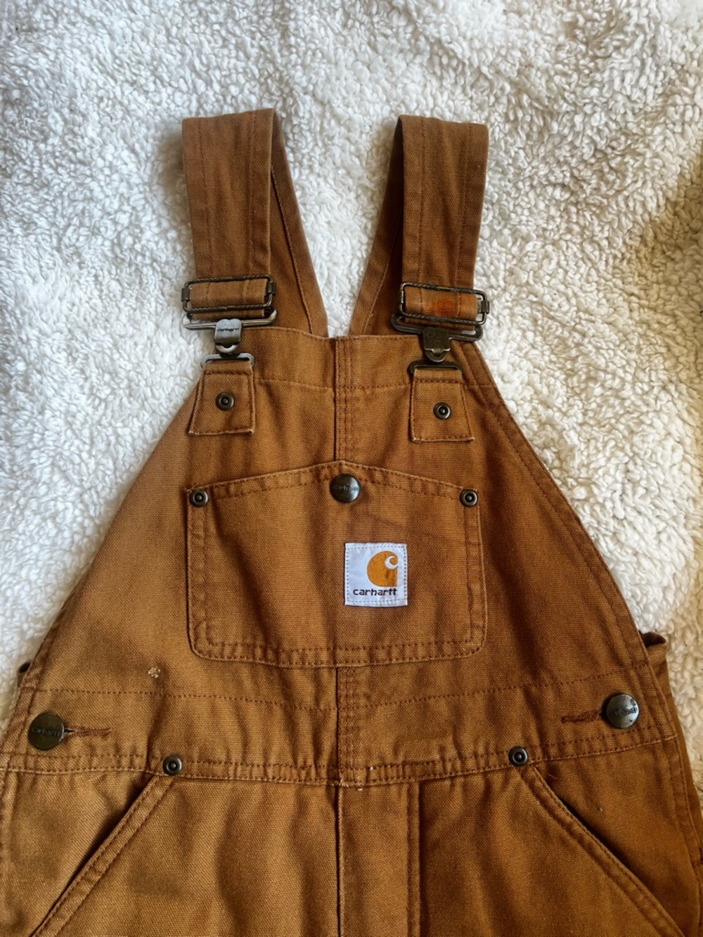 Carhartt Brown Canvas Work Overalls Kids Size 5